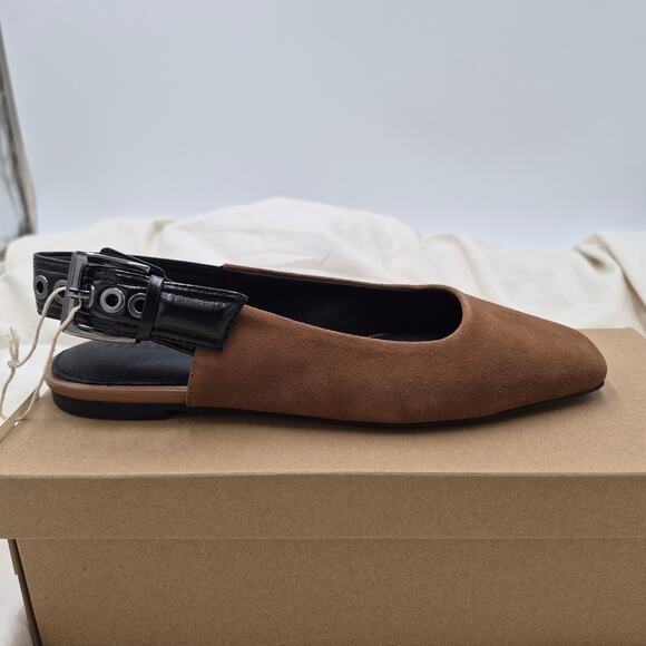 Sanctuary Shoes - NEW Sanctuary Kitchy Slingback Flats Leather Saddle Tan Square toe Womens size 7